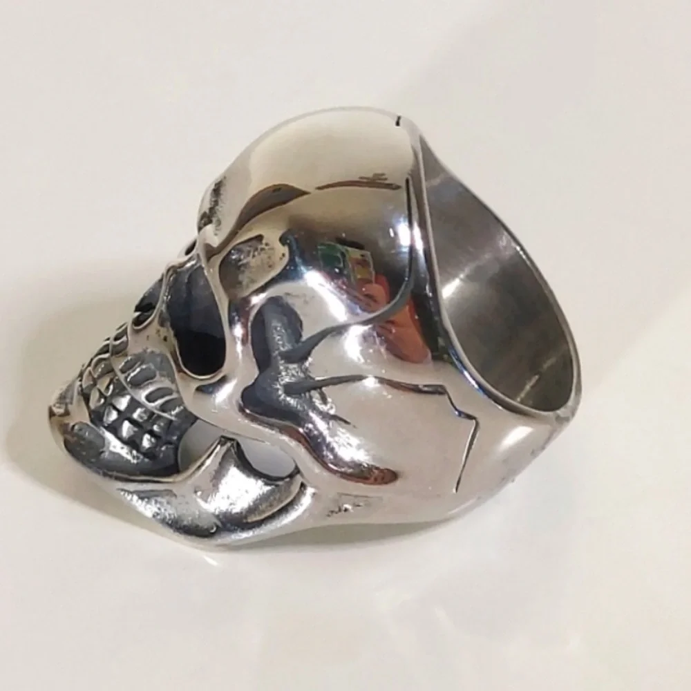 Silver plated skull skeleton men’s ring‎ size 11 new